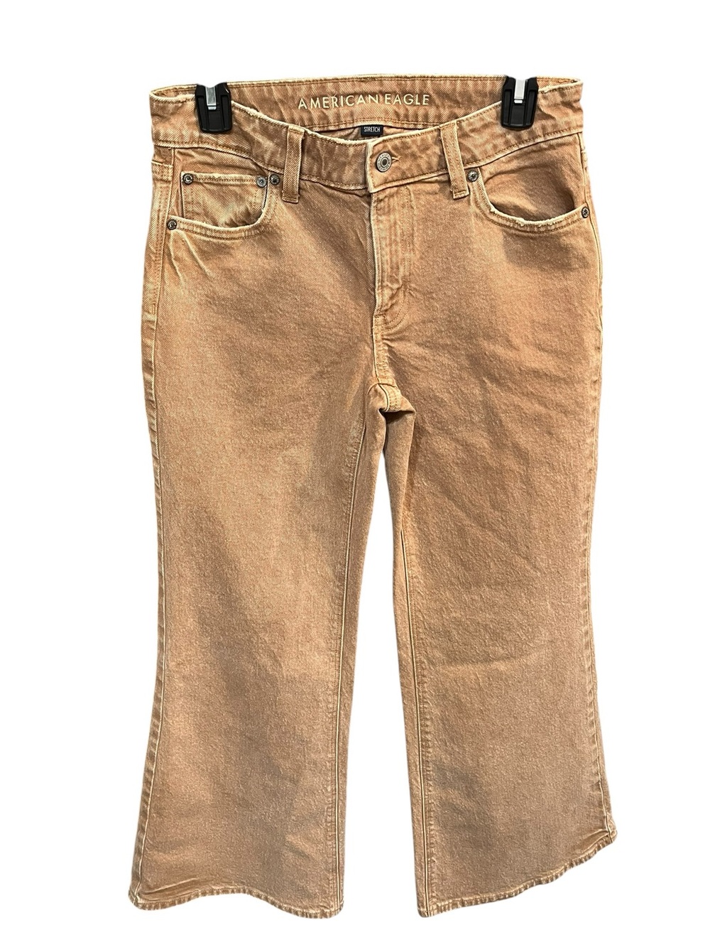 AE Khaki Colored Denim Low Rise Flare Jeans - Tan/Light Brown - Size 6 - Picture 3 of 11